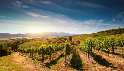 Naklejka premium beautiful sunny vineyards landscape