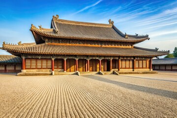 Naklejka premium Roof of Chinese building covered in asymmetrical sand and gravel