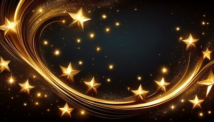 Obraz premium christmas background golden glittering stars swirls over black background