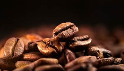 Fototapeta premium coffee beans closeup on dark background