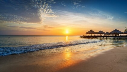 Fototapeta premium dream getaway resort well being background with serene sunset beach