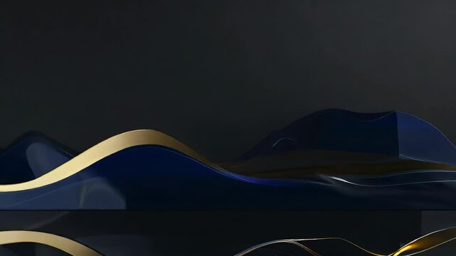 Royal blue and navy blue dividend yield line on a glossy, black surface with a gold foil accent