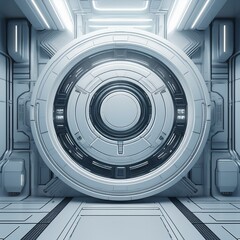 Fototapeta premium futuristic 3d render hi tech background with white science fiction panels
