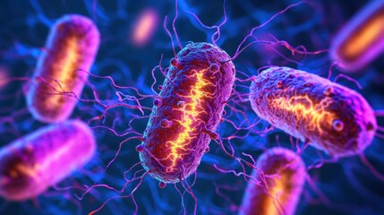 Bacteria Under Energy Waves in Microscopic View