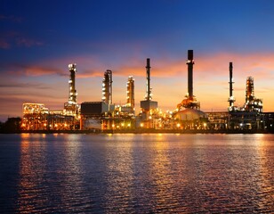Fototapeta premium oil refinery plant at twilight oil and gas industry industry background