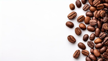 Naklejka premium panoramic coffee beans border isolated on white background with copy space