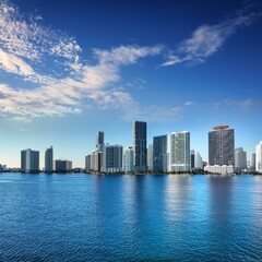 Fototapeta premium skyline miami florida panorama color blue