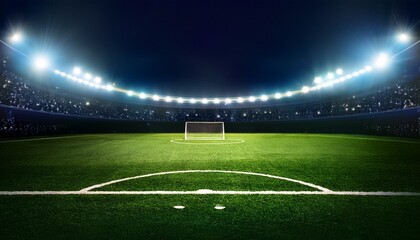 Obraz premium soccer or football field at night with copy space