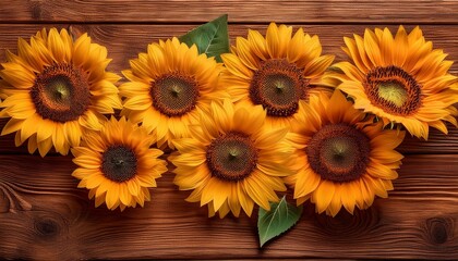 sunflowers on wooden board