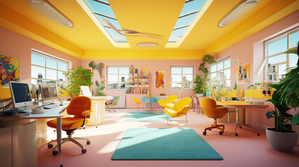 Fototapeta premium Tomorrow’s Workplace A Glimpse into the High-Tech Office and Training Room of the Future