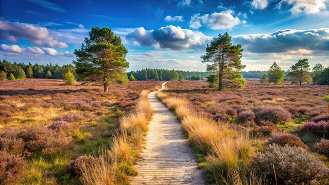 Sandy Heathland Public Footpath at Thursley Common Nature Reserve