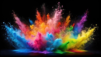 Fototapeta premium Colorful powder paint splashed on black background