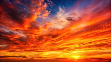Fototapeta premium Nature sunset background with extreme close-up of sky gradient from orange to red