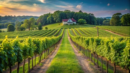 Naklejka premium Secluded vineyard in Missouri wine country