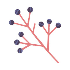 Vector autumn seasonal berries in fall colors.Modern autumn foliage with texture in trendy style for banners,social media marketing,patterns,branding,packaging,covers, prints.