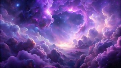 Nebula with stormy violet and purple clouds in space