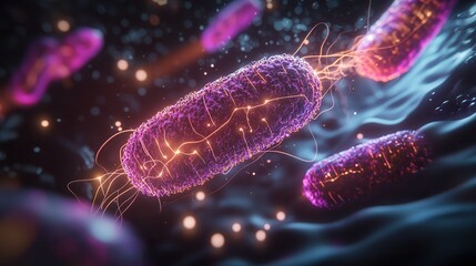 Electric Currents Between Microbial Cells in 3D Visualization