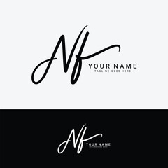 N, F, NF Initial letter logo. Alphabet NF Handwritten Signature logo