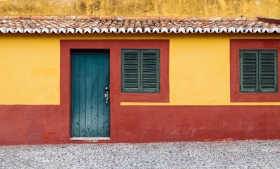 Retro house with colorful facades
