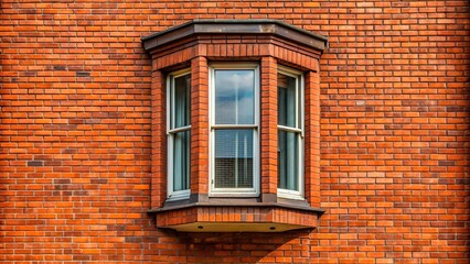 Fototapeta premium Silhouette of red brick residential building with bay window on second floor