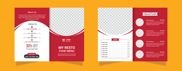 Food Menu Bi–Fold Brochure Template.