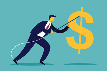 a businessman hold dollar