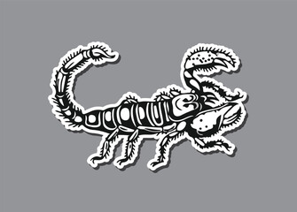 Hand drawing sketch scorpion. Predatory animal in vintage engraving style. Vector illustration