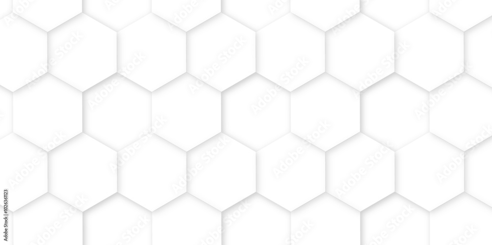 Poster 3d hexagonal structure futuristic white background and embossed hexagon abstract with hexagon backgr