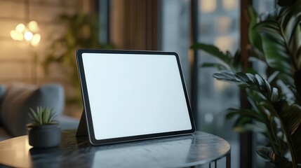 Tablet mockup, front view, white screen, clean and simple, no text no logo symbol icon