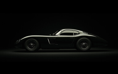 silhouette of a vintage sports car. generative ai
