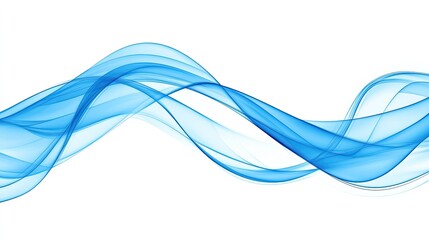 Abstract blue wave flowing on white background.
