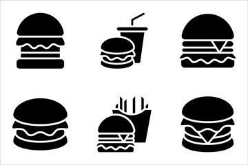 Burger icon set. cheese burger Symbol. vector illustration on white background