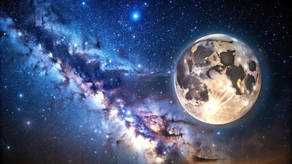 Obraz premium Night sky Milky way full Moon universe constellation