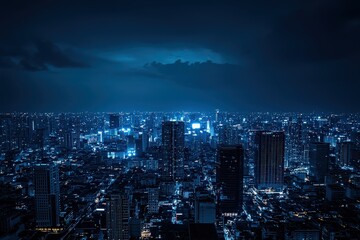 Obraz premium Illuminated modern city skyline at night
