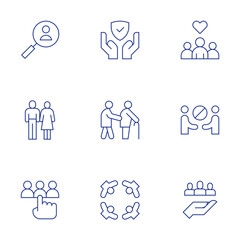 People icons set. Thin Line style, editable stroke. human rights, candidates, community, job search, avoid, protection, man, old man