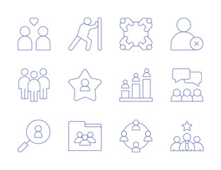 Fototapeta premium People icons. Thin Line style, editable stroke. data, couple, teamwork, recruitment, meeting, compete, connection, push, employee, discussion, best employee, star