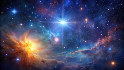 Naklejka premium Night Star Space with nebula and Galaxy Background Silhouette