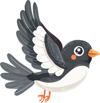 recommend clip art: Cute black and white bird