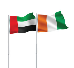 UAE,Ivory Coast flags together on pole