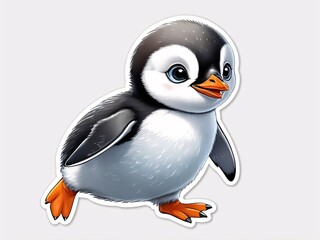 Obraz premium Cute running baby penguin sticker. 