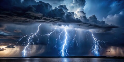 Nighttime summer storm with thunder, lightning, and rain