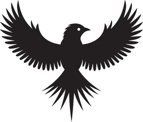Vector bird black silhouettes white background