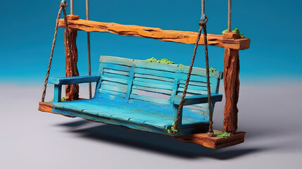 Tropical Tranquility A Wooden Swing Suspended in the Serene Turquoise Sea