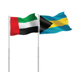 UAE,Bahamas flags together on pole