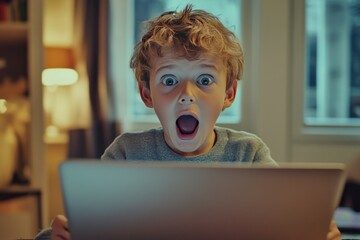 Excited Child Reacting to Screen Content