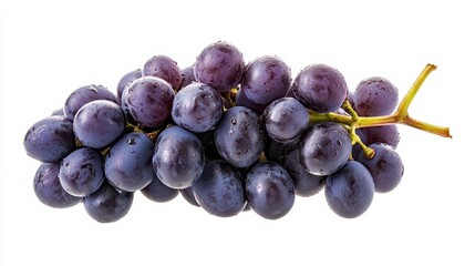 Fototapeta premium Fresh purple grapes with droplets, showcasing vibrant color and juicy texture, perfect for healthy diets or refreshing snacks.