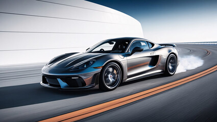 Obraz premium Exquisite Sports Car in Motion A Stunning Capture of Luxury, Speed, and Aerodynamic Design Against a Pristine Backdrop