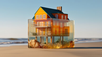 Oceanfront Oasis Stylish Glass and Wood Beach House Nestled on the Sand