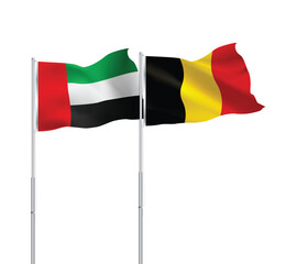 UAE,Belgium flags together on pole