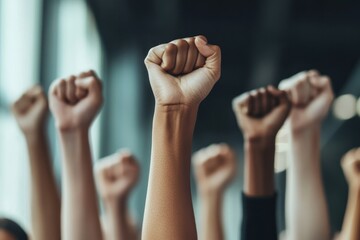 Diverse Hands Raised in Unity and Strength